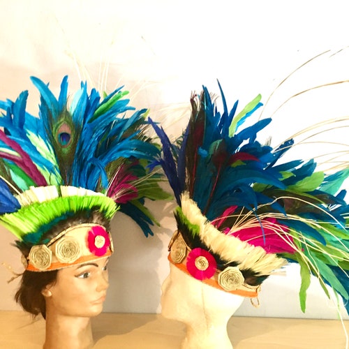 Flight Of The Peacock ~ A Customized Tahitian Headdress With Nīʻau Accessory ~ Polynesian deals Regalia