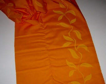 Hawaiian Print Fabric Orange Vine ~ Remnant  About 2.25 Yards x 15 Inches ~ For Sarong, Skirts, Face Coverings, Sewing, Crafting & More