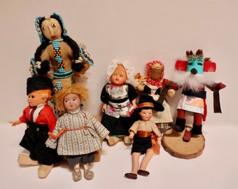 Collection of 8 Dolls Representing Worldwide Countries-ranging in