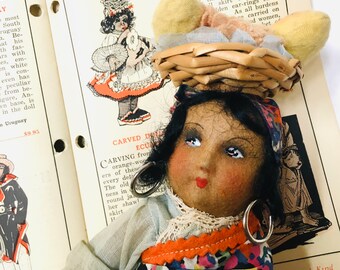 Kimport Brazil Doll Circa 1930s | Vintage Felt Unique World Doll Of History & Heritage Named Rosa