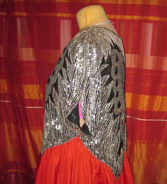 Magical Butterfly Cape Festooned With Sequins | The Vintage Cocktail Poncho | Personal Strobe Light | Gently Worn Opulence Classic 1970s View 6