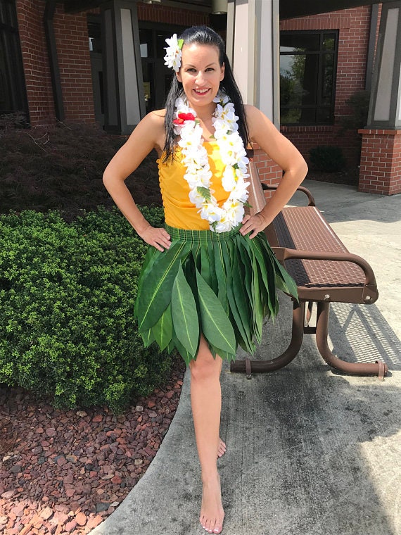 Flower Themed Hawaiian Hula Dancer Costume Set For Women And Girls