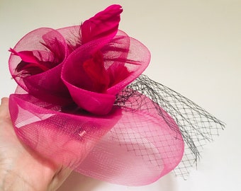 Stunning Pink Fascinator | Wedding Head Topper | Feathered Hair Accessory Mini Hat For Formal To Extravagant Barbie Cosplay Worn Once