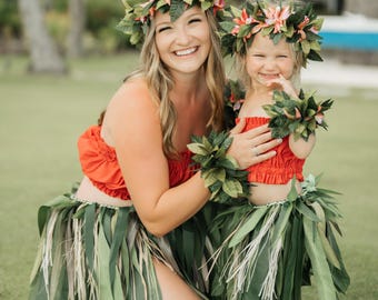 Keiki Hula Skirt, Silk Ti Leaf and Hau Mor'e, Champion Grade - Etsy