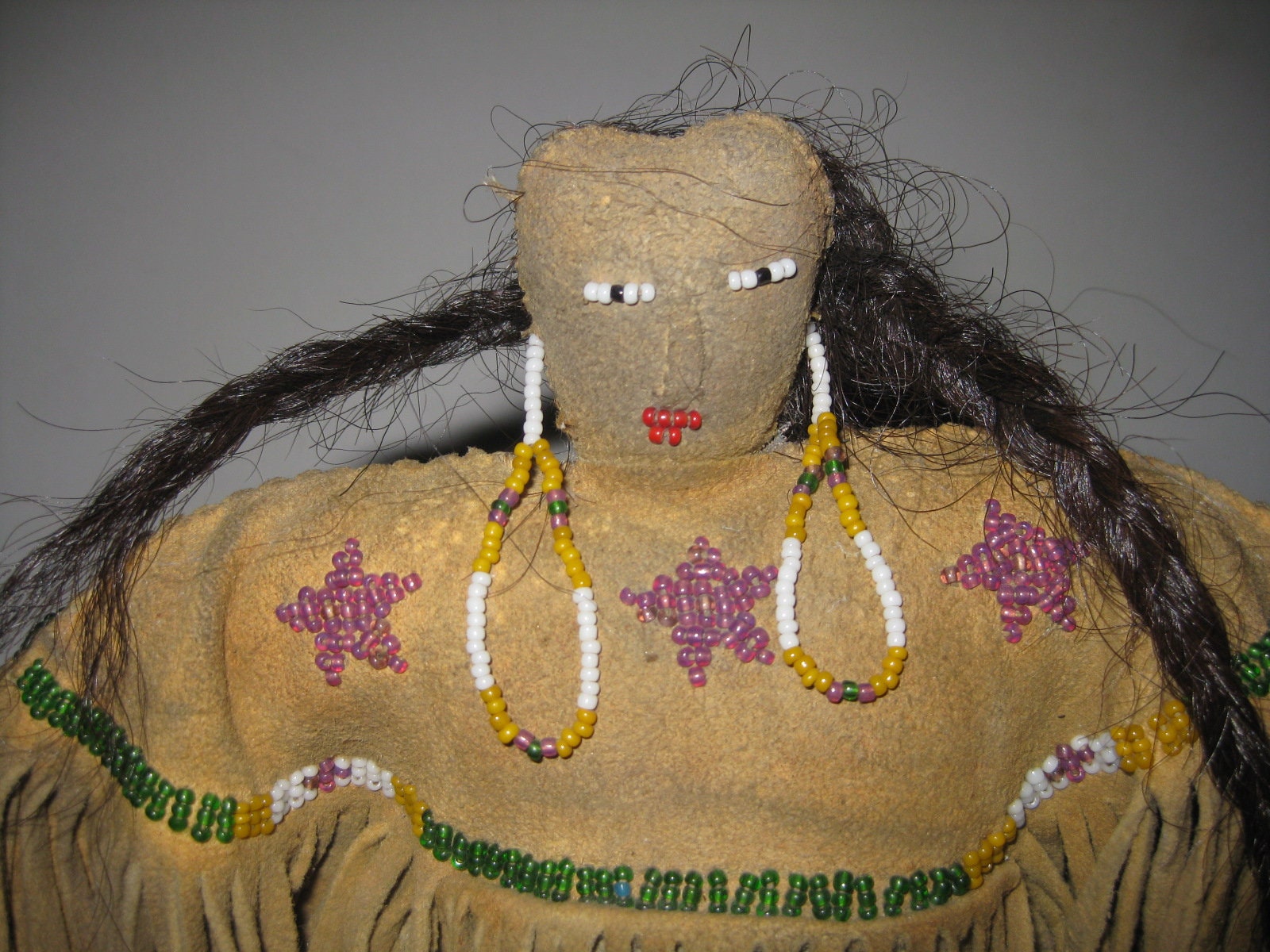 unbranded, Toys, Vintage Native American Doll Buckskin Clothing Beads 8  Inch Beaded Necklace