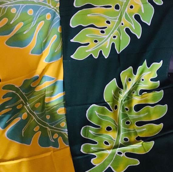 Monstera Leaf Pareo Wearable Art Sarong Choose One | 1/2 Size 73" x 22" Premium Grade Rayon For Hips, Tops, Bottoms, Heads, Shoulders & More