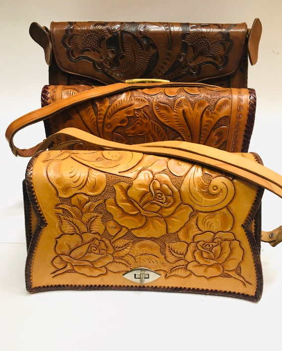 Handmade Latigo Leather Shoulder Bag - Hand-dyed, hand tooled, hand-st –  Kaw Valley Leather