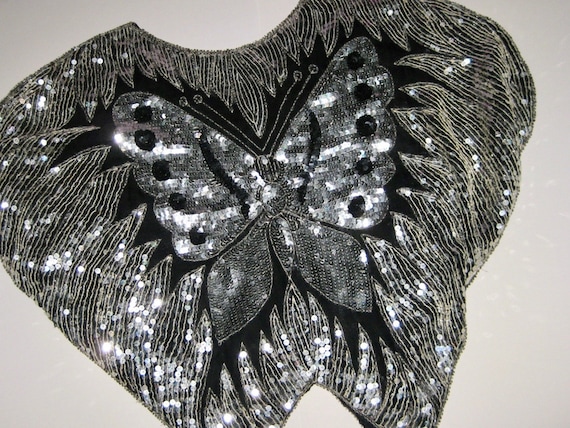 Magical Butterfly Cape Festooned With Sequins | The Vintage Cocktail Poncho | Personal Strobe Light | Gently Worn Opulence Classic 1970s