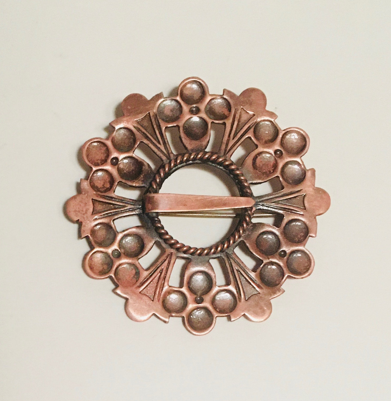 Sakta Pin Latvian Flat Brooch Sakta, Baltic Copper Pin Antique, Folk Costume ...