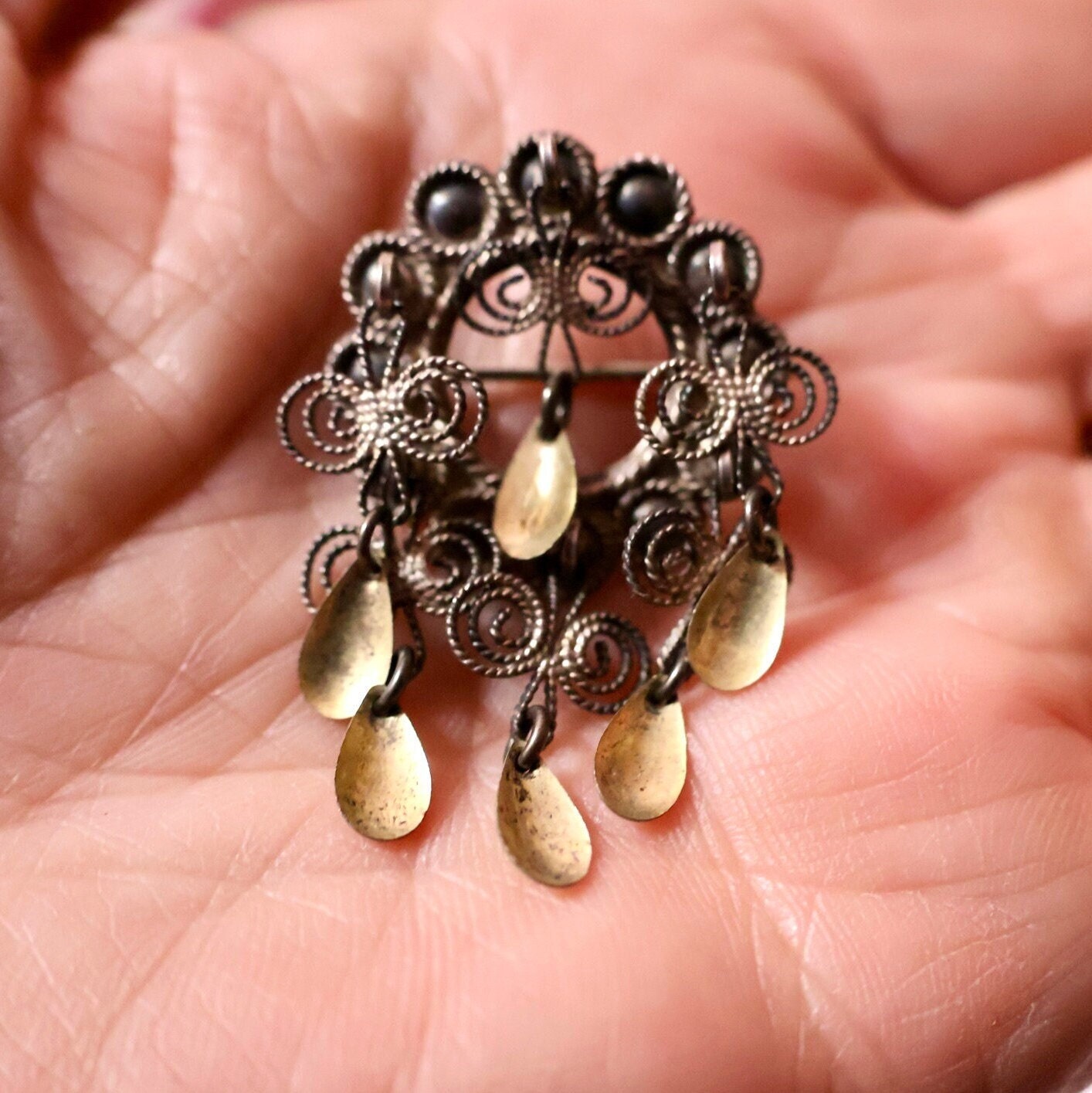 BROCHE DE MARIAGE Norvège argent massif Bijou ancien silver couronne solje EUR 179,00 - FR