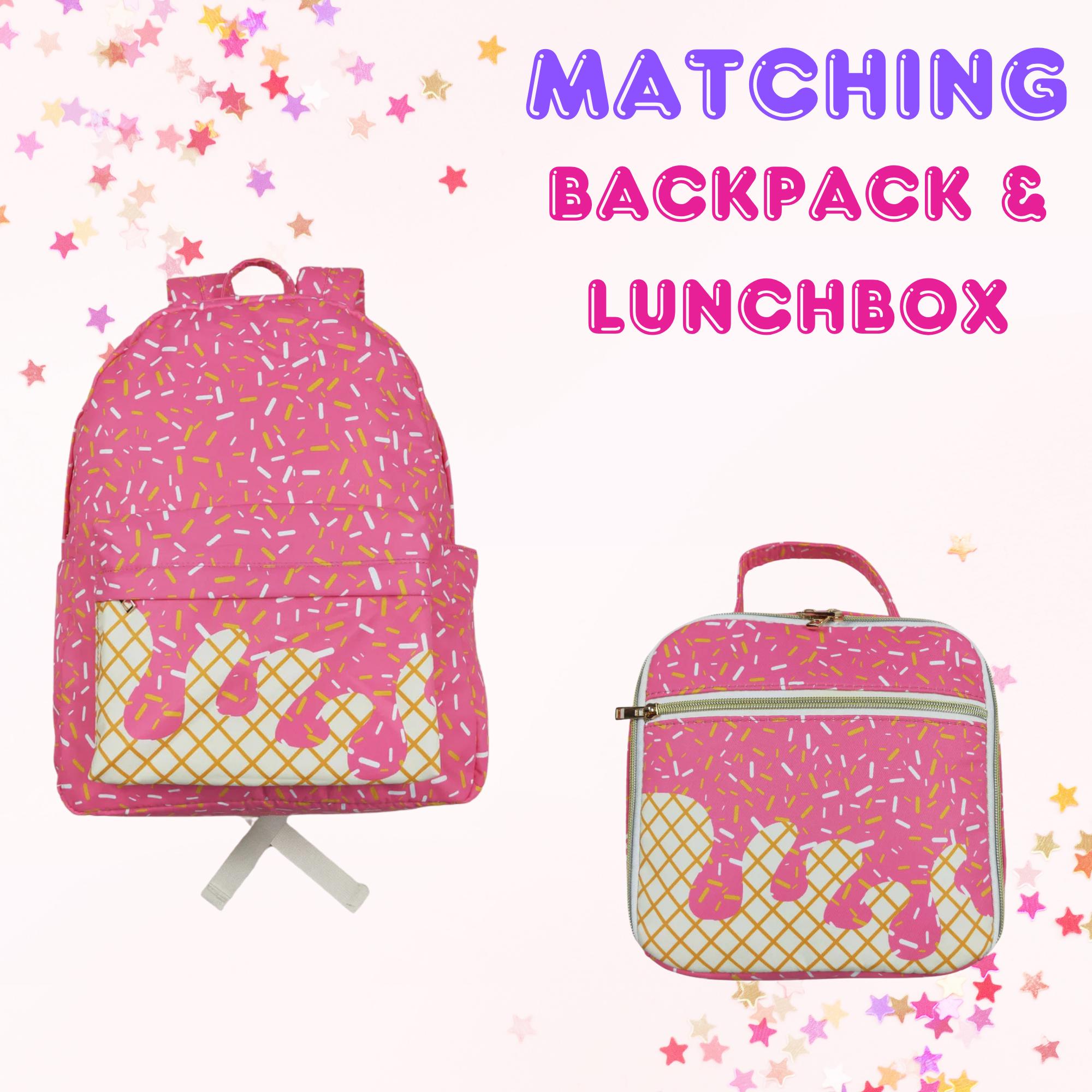 Matching Kids Backpack and Lunchbox Set for Girls – Toddler, Preschool, School, Pink or Blue Sprinkles - Thumbnail 3