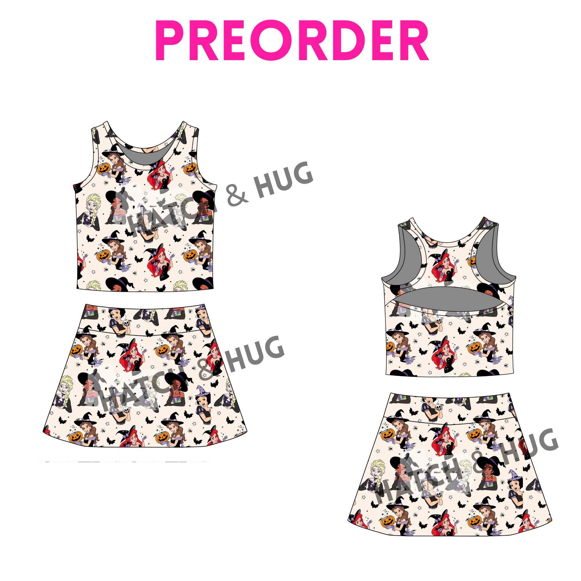 Halloween Princess Witch girls skort set | 2 options, Fall athletic skort, kids clothing, baby, toddler, teen - Thumbnail 3
