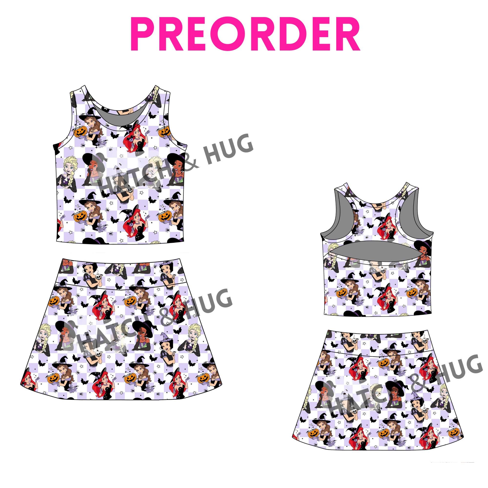Halloween Princess Witch girls skort set | 2 options, Fall athletic skort, kids clothing, baby, toddler, teen - Thumbnail 4