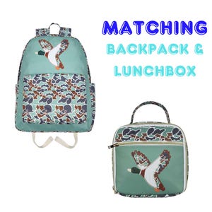 Matching Kids Backpack and Lunchbox Set for Boys – Toddler, Preschool, School, Camo Duck