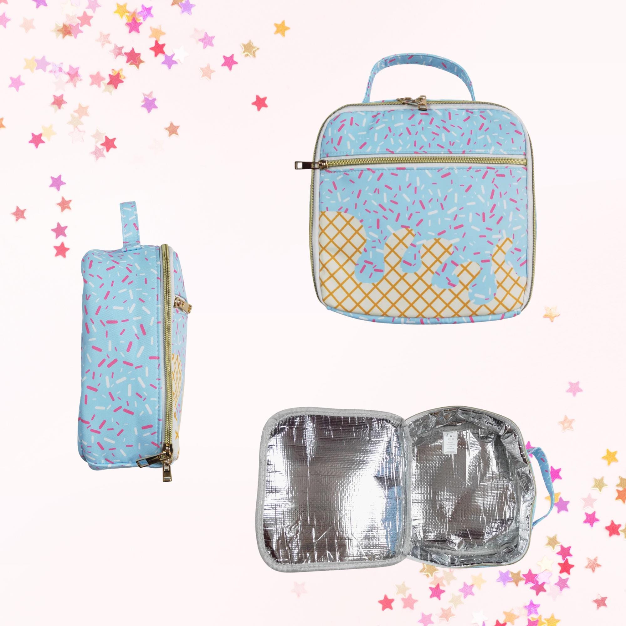 Matching Kids Backpack and Lunchbox Set for Girls – Toddler, Preschool, School, Pink or Blue Sprinkles - Thumbnail 7