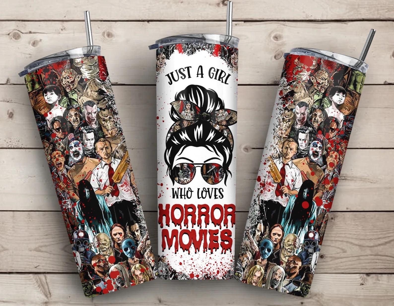 Wrap Girl who loves horror movies, ready to press, sublimation transfer, tumbler, 12oz, 20oz, print out, adult, kids, men, women