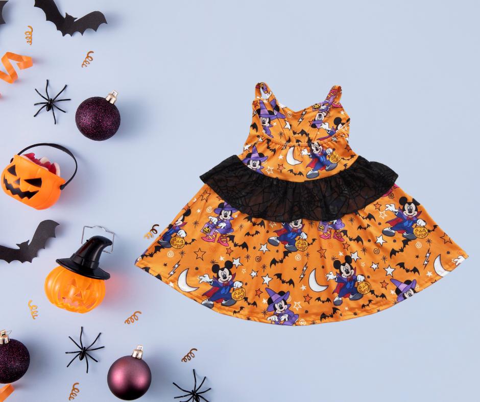 Baby & Girls Halloween Dress – Spooky Mouse Ears – Fall Outfit for Infants, Toddlers, and Kids - Thumbnail 3