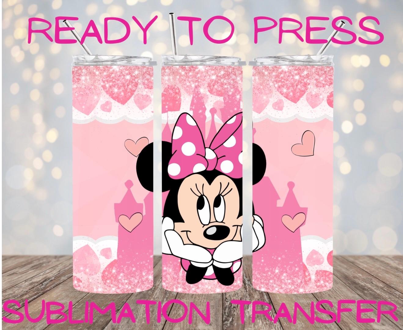 Wrap pink mouse heart castle, ready to press, sublimation transfer, tumbler, 12oz, 20oz, print out, adult, kids, men, women