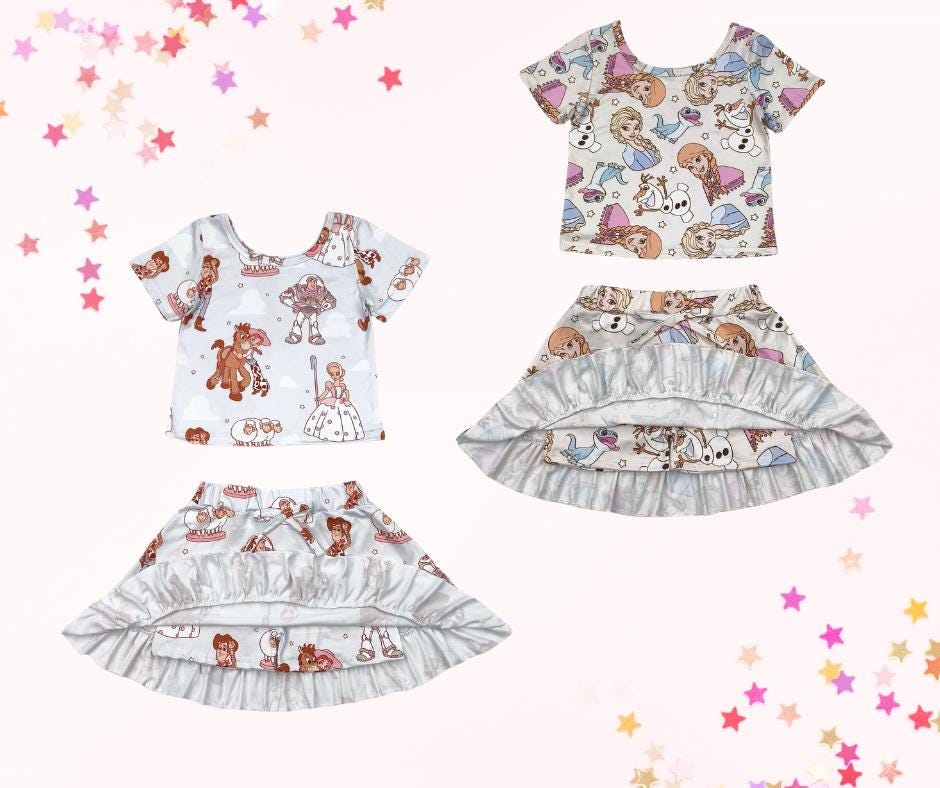 Retro ice sisters and toys girls skort set and mini purse, athleisure, kids clothing, top set, summer clothes - Thumbnail 3