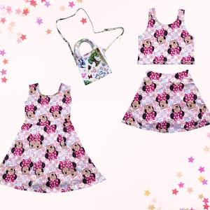 Retro pink mouse skort set or athletic dress, athletic skort, athleisure, kids clothing, toddler