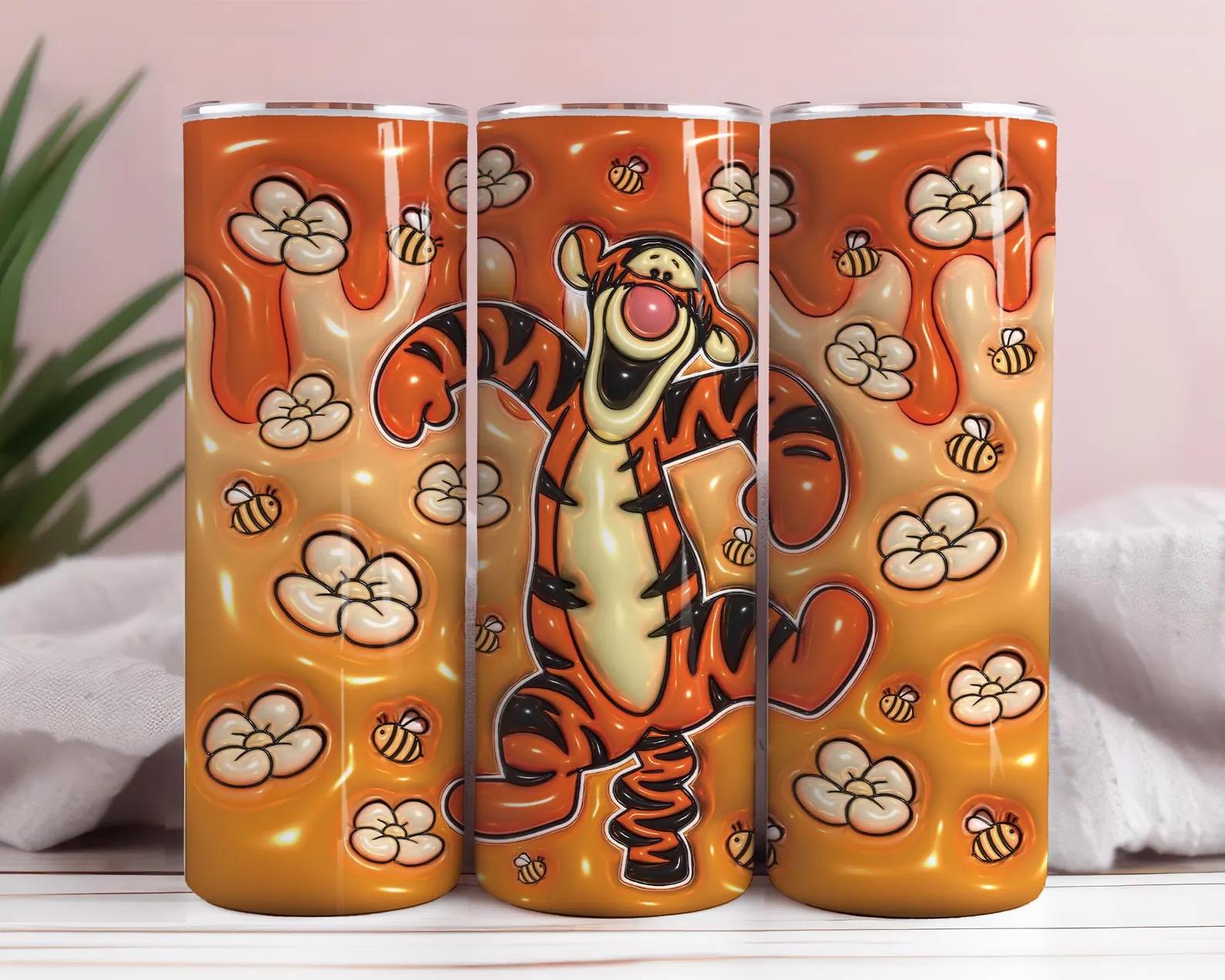 Wrap orange tiger cartoon 3d puff, ready to press, sublimation transfer, tumbler, 12oz, 20oz, print out, adult, kids, men, women, mom, dad