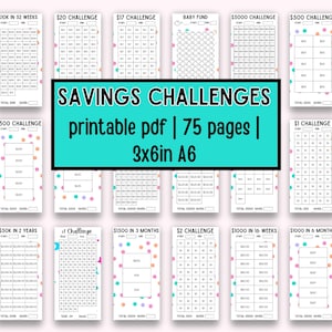 Printable Cash Envelope Challenges Money Saving Budgeting Tools No Spend Budget by Paycheck Get out of Debt Financial Planner A6 Journal