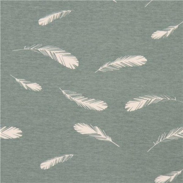 205499 mint green white feather birch knit organic fabric USA