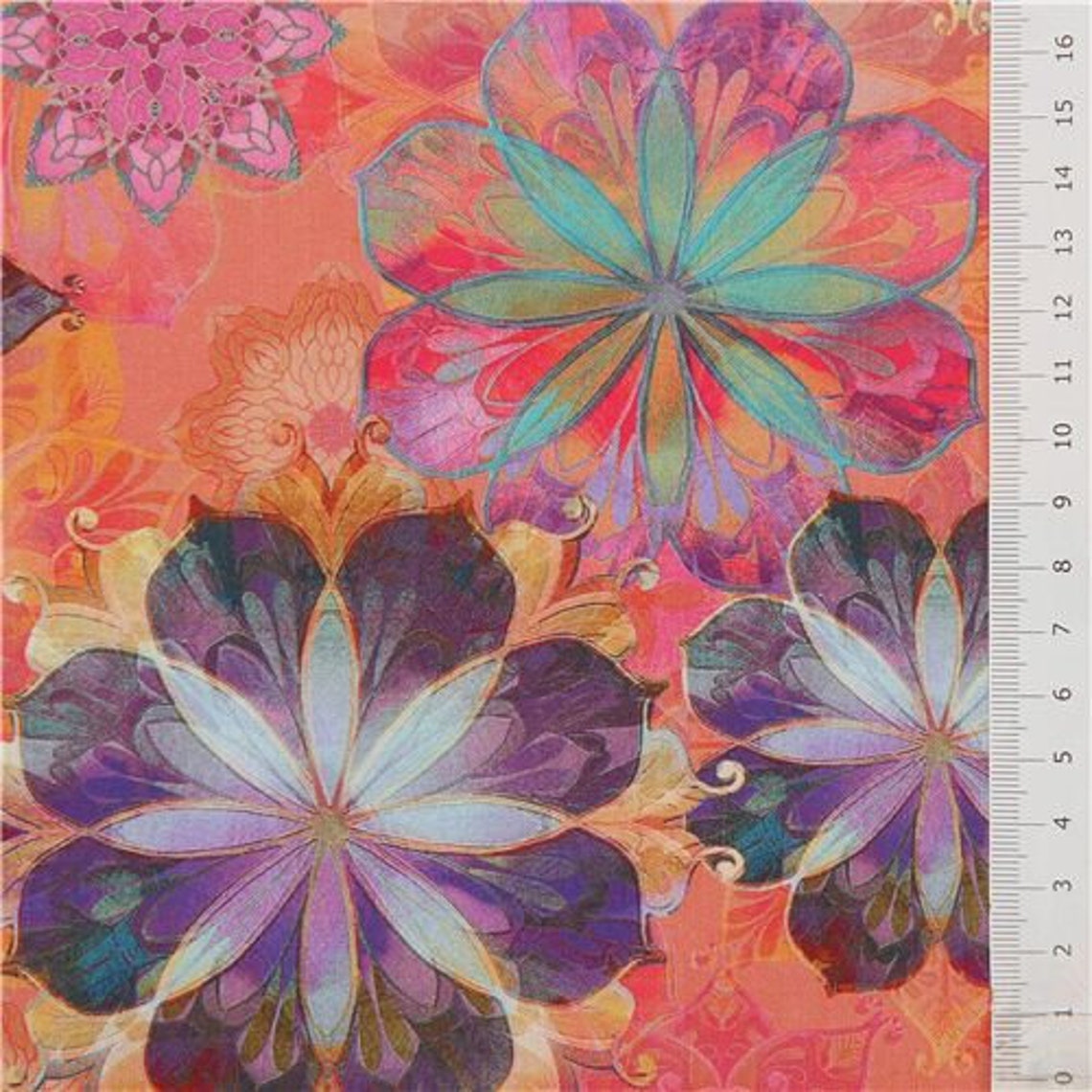 242257 Robert Kaufman Venice Colorful Flower Medallion Fabric Etsy