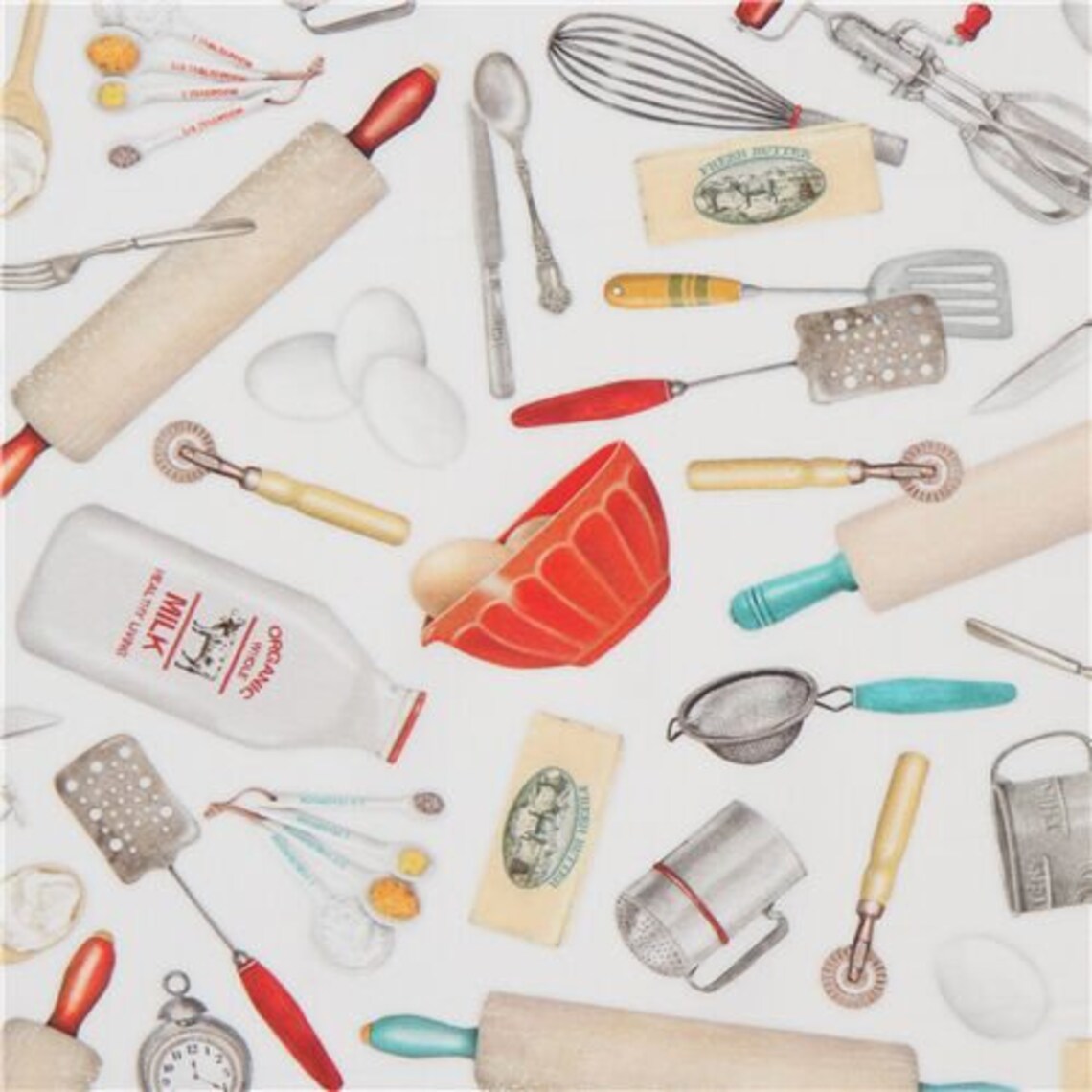 230274 Robert Kaufman white food fabric with baking and Etsy