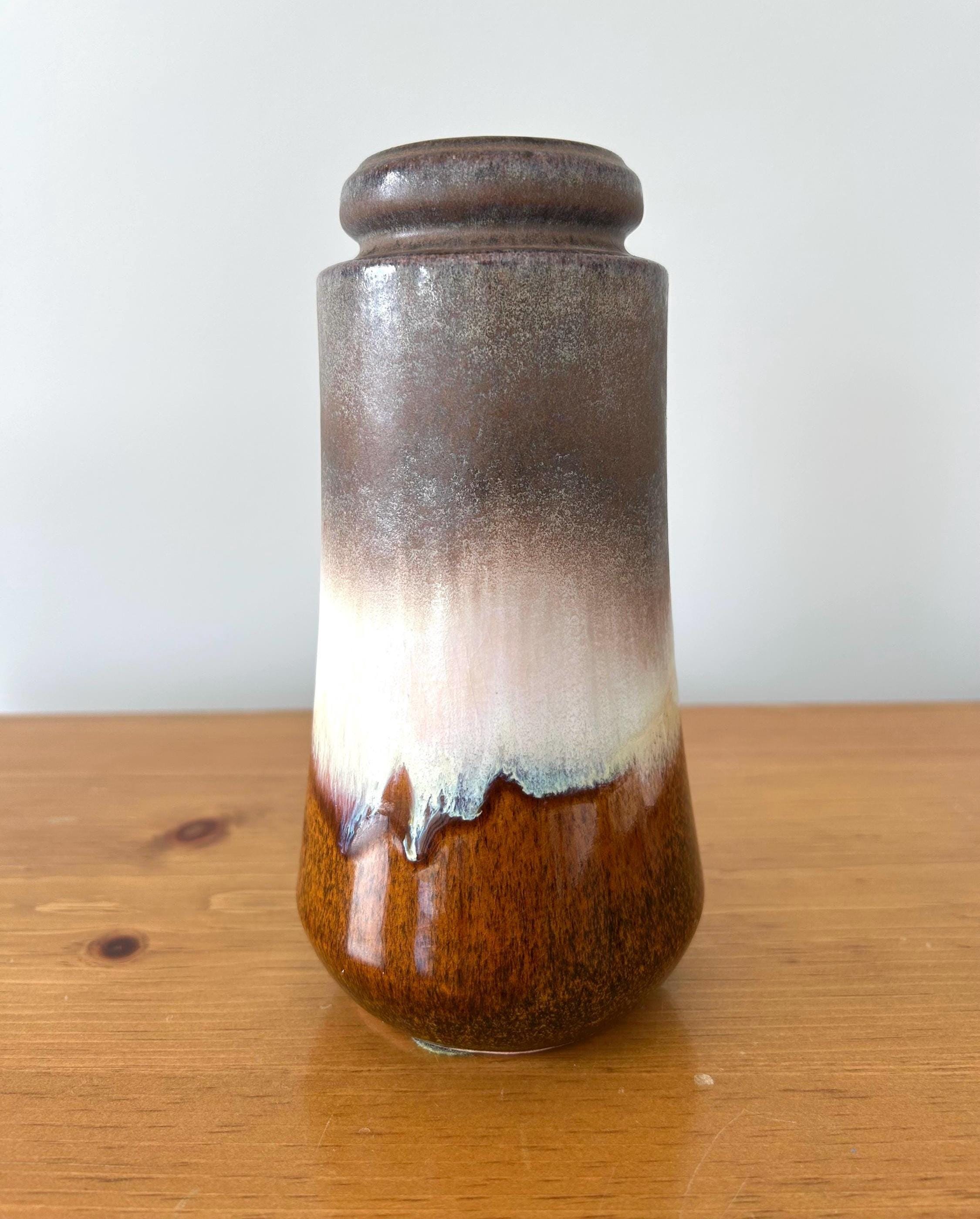 Vintage West German Fat Lava Pottery Vase - Brown Drip Glaze