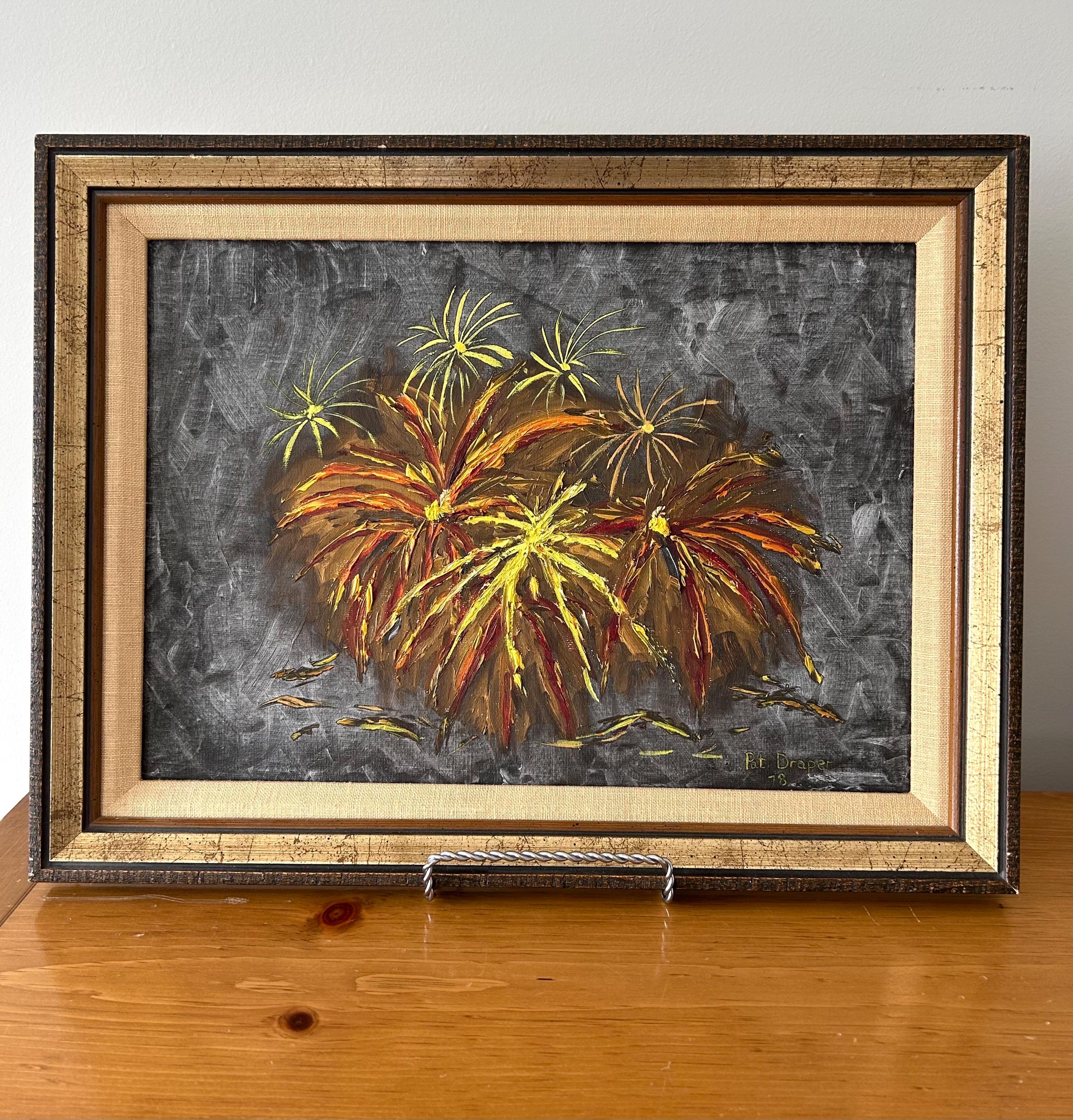 海外アーティスト 油絵 新年SALE ヴィンテージ抽象油絵 - アーティストサイン入り 1978年 - マムズ