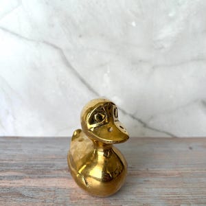 Small Vintage Solid Brass Duck Figurine - Rubber Ducky