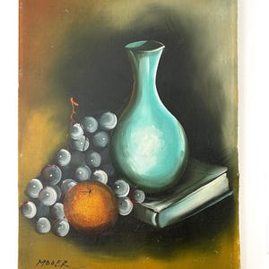 Vintage Oil On Canvas Painting - Still Life Fruit - Artist Signed
