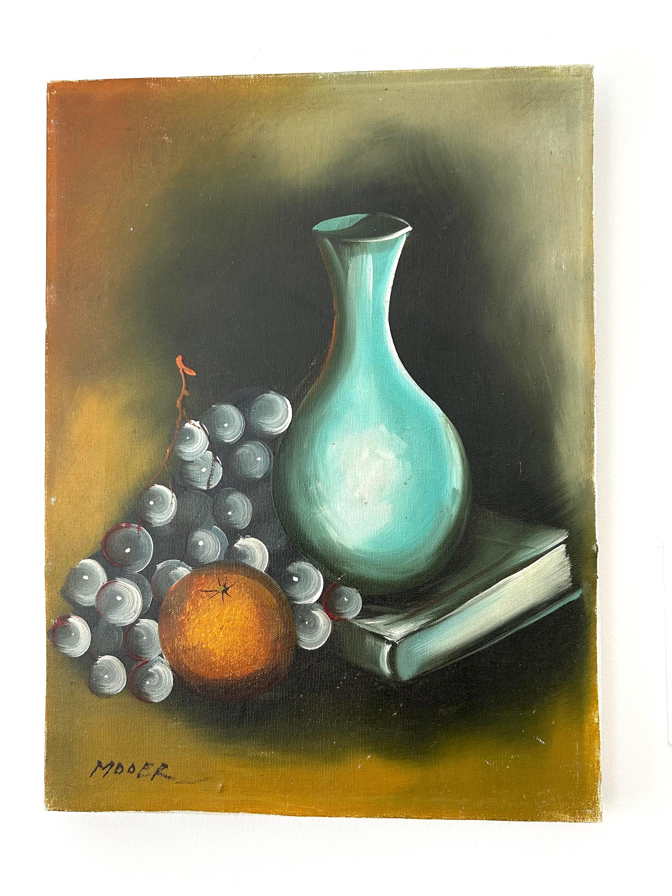 ヴィンテージ キャンバス油絵 - 静物画 フルーツ - アーティスト直筆