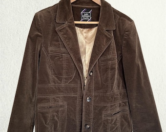 Vintage jaren 90 Lady Hathaway bruin fluwelen getailleerd jack – M/L dames – elegante blazer