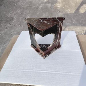Handmade Rosso Levanto Marble Side Table: Luxury Natural Stone Nightstand