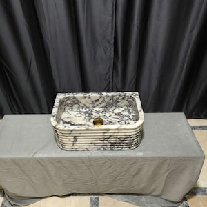Calacatta Viola Marble Sink: Luxury Bathroom Washbasin, Wall Mounted