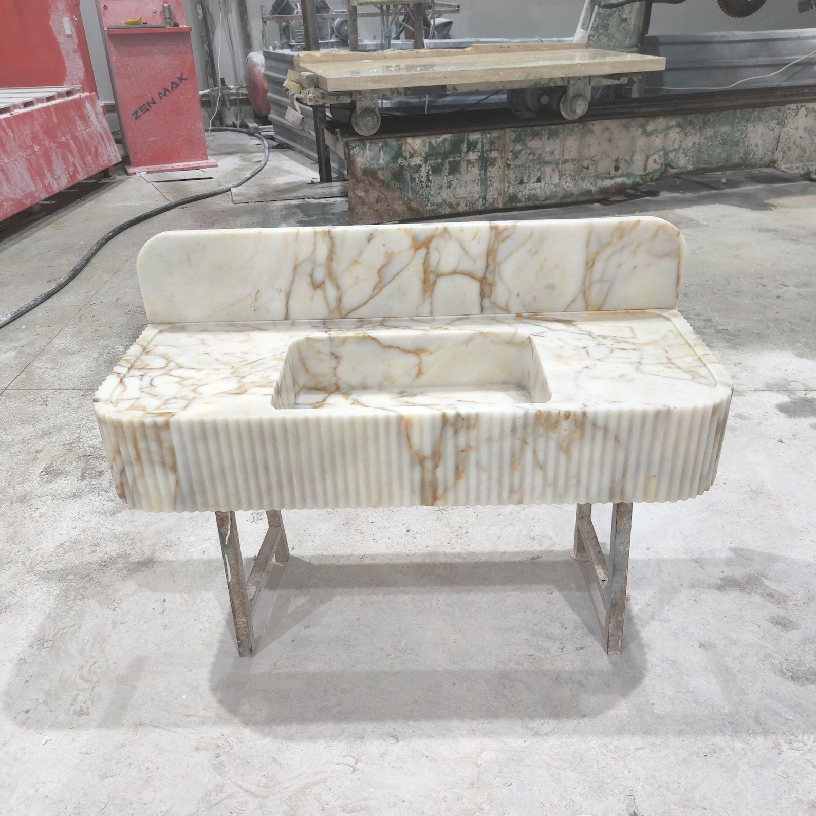 Calacatta Gold Marble Sink: Ribbed Edge Rectangular Washbasin - Etsy