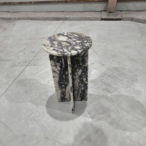 Hand-Carved Calacatta Viola Marble Table: Luxury Tea Table