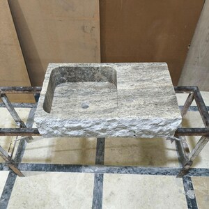 Silver Marble Sink, Handmade Silver Sink, Natural Stone Silver , Sink Bathroom, Silver Sink With Countertop, Powder room, Wall Mounted Sink