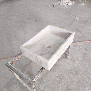 White Marble Sink, Natural Stone Sink , Powder Room Sink , Wall Mount Marble Sink , Marble Bathroom Sink , Custom Vanity Top Marble Sink