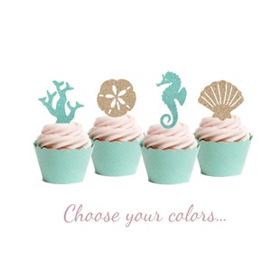 Under the Sea Cupcake Toppers, Last Splash, Beach & Ocean Toppers, Mermaid Birthday Party, Nautical Theme, Pool Party