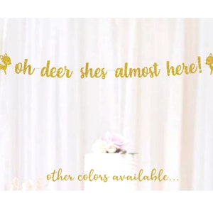 Oh Deer Shes Almost Here Banner, Baby Shower, Baby Sprinkle, Woodland Theme Shower, Baby Girl, Its a Girl!