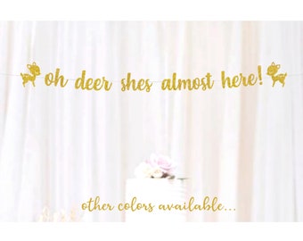 Oh Deer Shes Almost Here Banner, Baby Shower, Baby Sprinkle, Woodland Theme Shower, Baby Girl, Its a Girl!