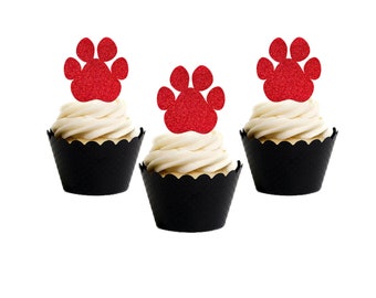 Paw Print Cupcake Toppers, Puppy Pawty, Pet Themed, Patrol Pawty, Fur Baby Birthday, Dog Cat Birthday, Choose Your Color!