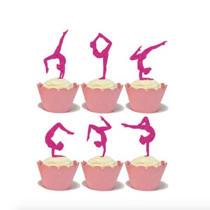 Gymnastics Cupcake Toppers, Gymnastics Birthday, Gym Party, Gymnastics Theme image 2