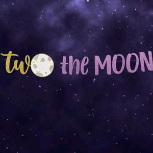 TWO the MOON Banner, 2nd Birthday, Space Birthday Banner, Outer Space Galaxy Theme, 2 the Moon, Choose Your Colors