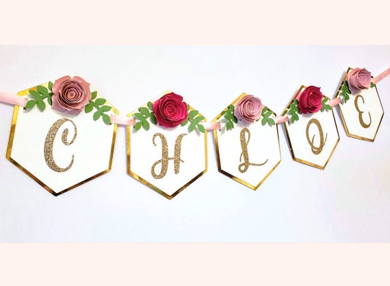 Personalized Name Banner, Completely Customizable, 1st Birthday, Nursery Name Banner, Garden Themed Baby Shower, Christening Il_570xn