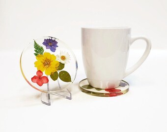 Real, Dried Flower Resin Coasters - Set of 2 - Next Day Shipping, Free Shipping