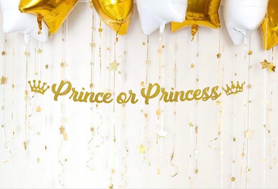 Prince or Princess Banner, Gender Reveal Baby Shower Banner, Baby Sprinkle, Gender Reveal Party Decor Il_570xn